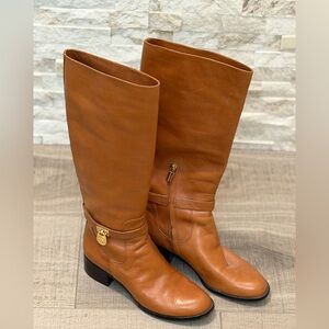 MICHAEL KORS - Tan Leather Heeled Boots - SIZE: 8.5